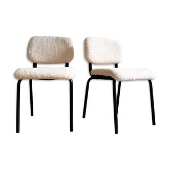 Pair of vintage chairs in sheep moumoute