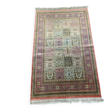 Tapis d'Orient 100% Soie noué Main – Motif Caissons Bakhtiar 203x124 cm
