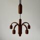 Suspended Sputnik counterweight lamp with 5 arms in teak by Domus, 1970s, Italy.