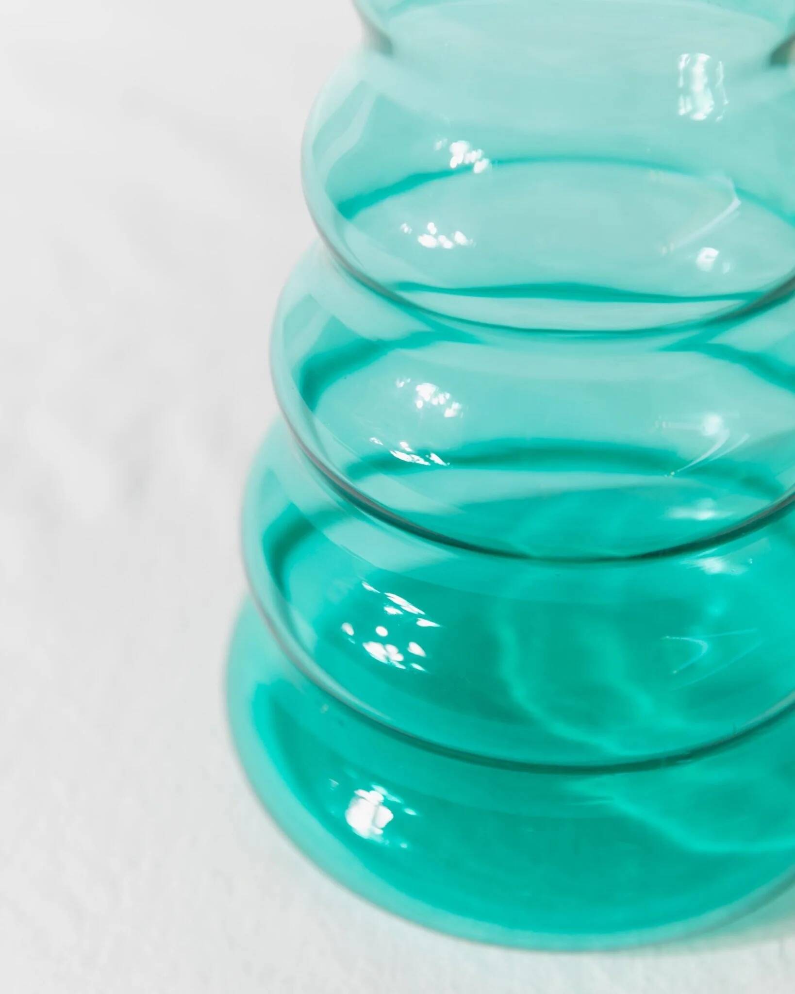 Turquoise Murano Glass Vase by Enrico Coveri, 1980s Italy – Wavy Bubble Silhouette in Transparent Glass