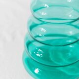 Turquoise Murano Glass Vase by Enrico Coveri, 1980s Italy – Wavy Bubble Silhouette in Transparent Glass
