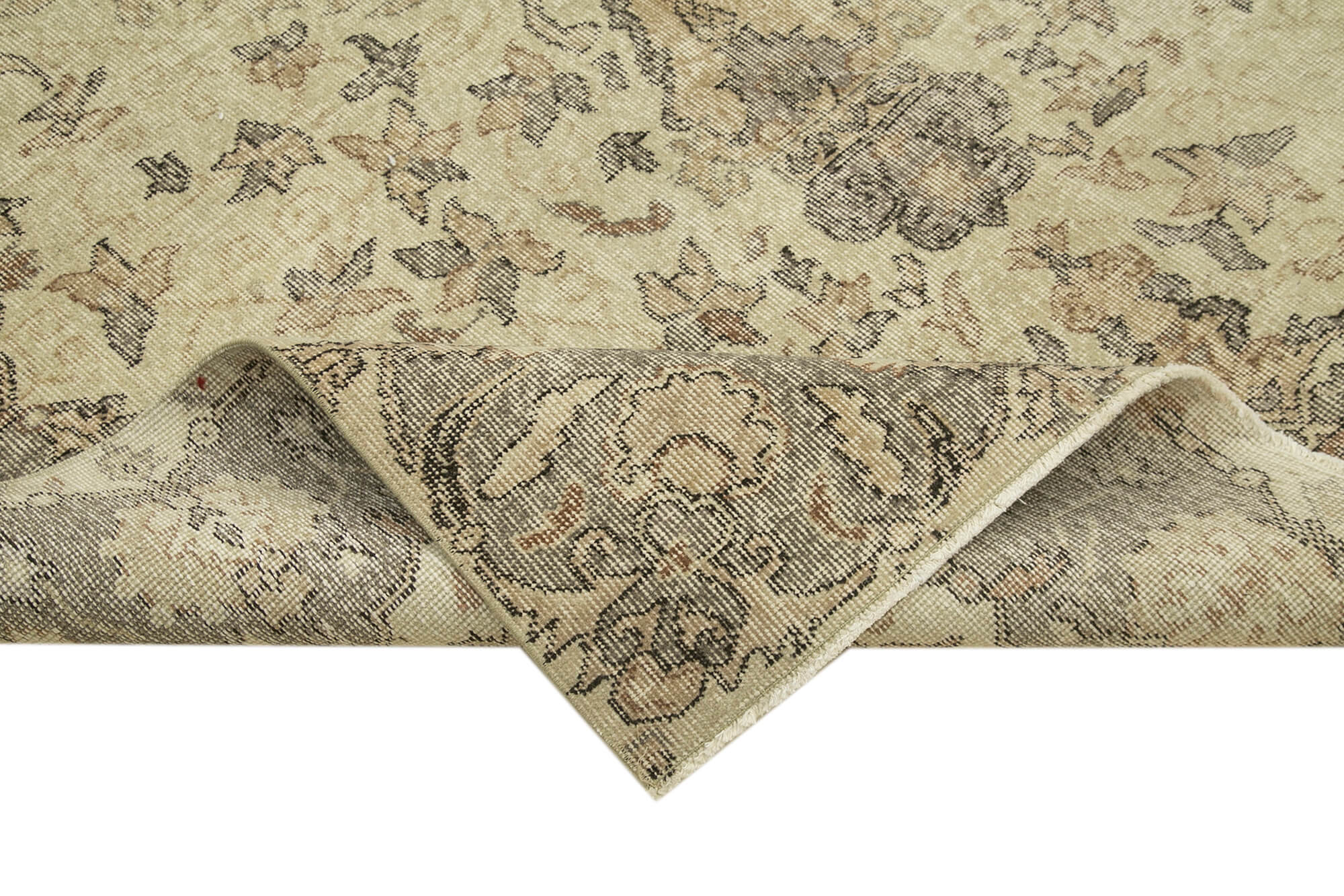 Handmade antique oriental beige rug 187 cm x 300 cm