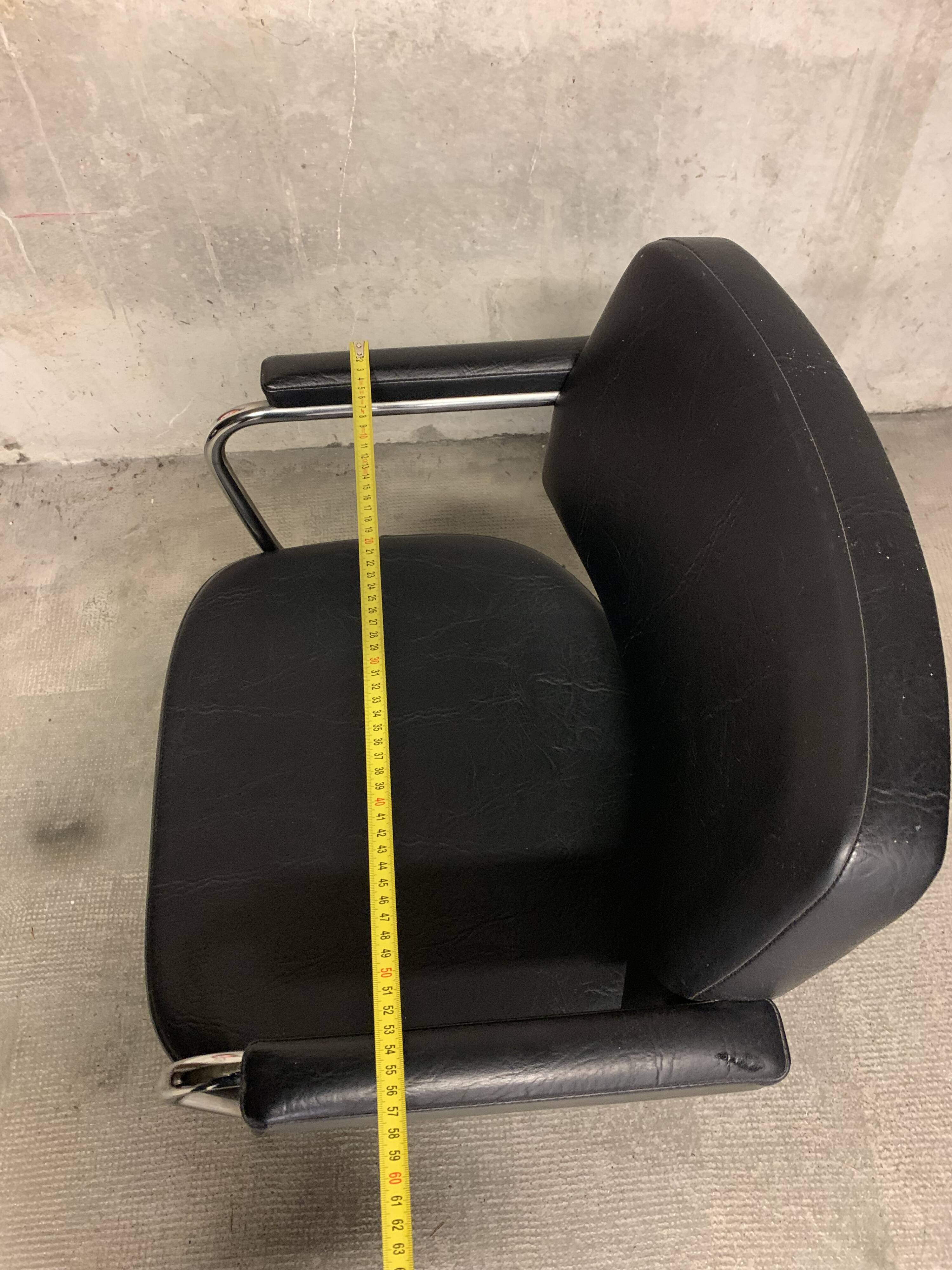 Vintage Retro Design Black Faux Leather Armchair