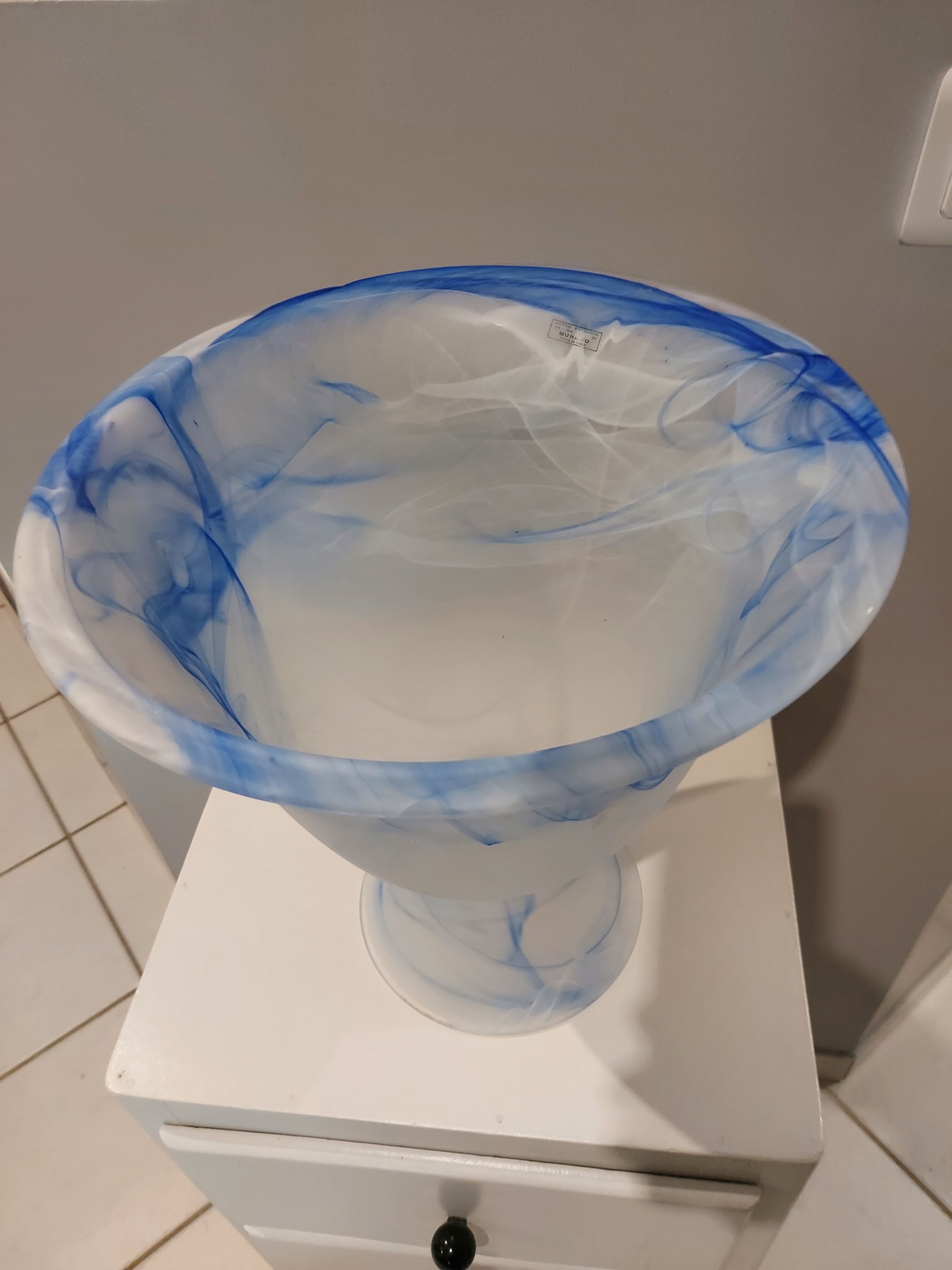 Large vase cut glass paste Vintage Murano 1970