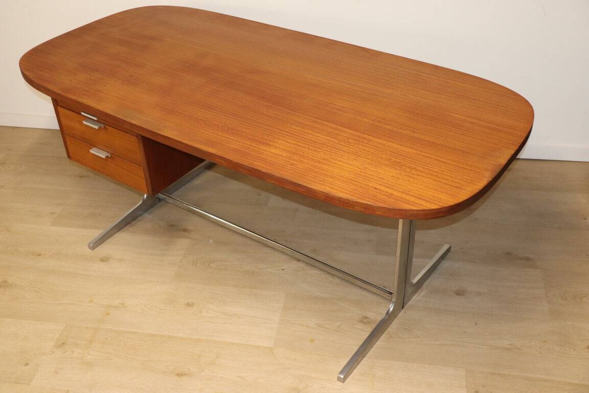 Vintage desk by George Nelson in wood and aluminum, 1960s