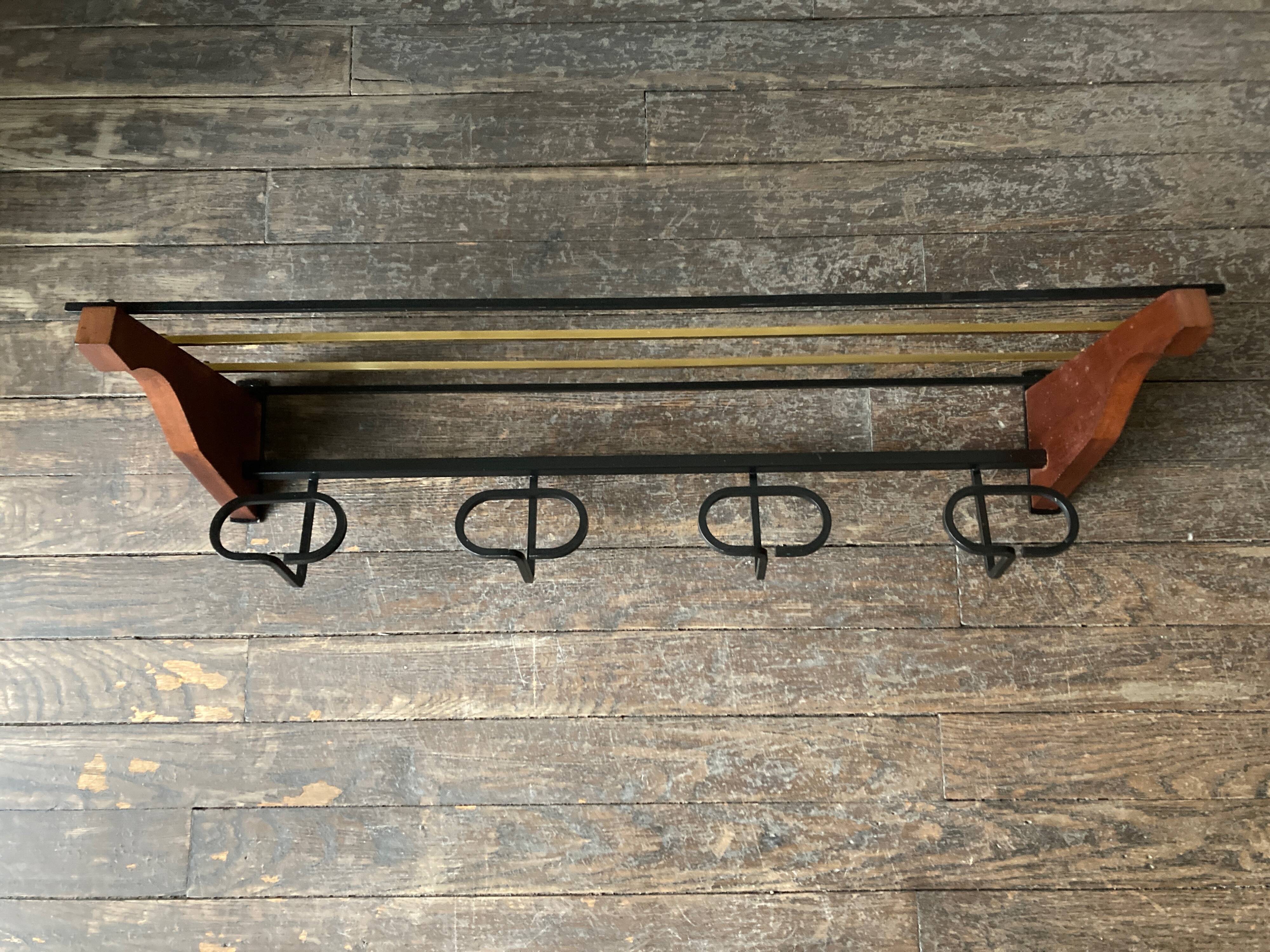 Product BHV Teak and brass coat rack 1960