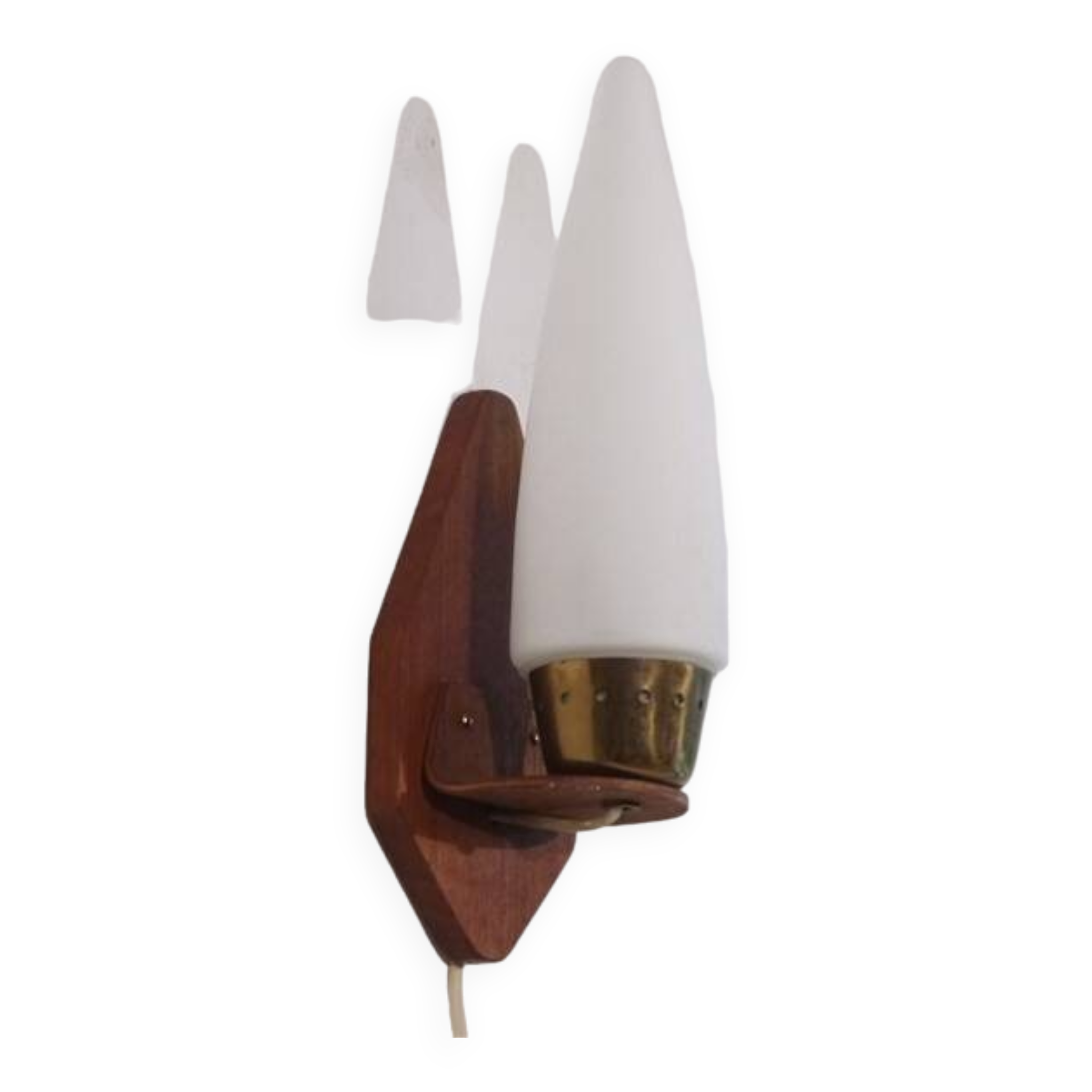 Danish teak and opaline wall lamp