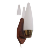 Danish teak and opaline wall lamp