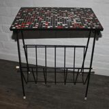 Vintage magazine rack with shelf