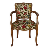 Fauteuil Louis XV, nouveau tissu brocatelle