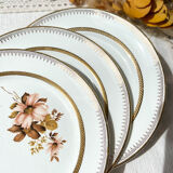 8 small OLYMPIA porcelain plates with floral and gilded pattern