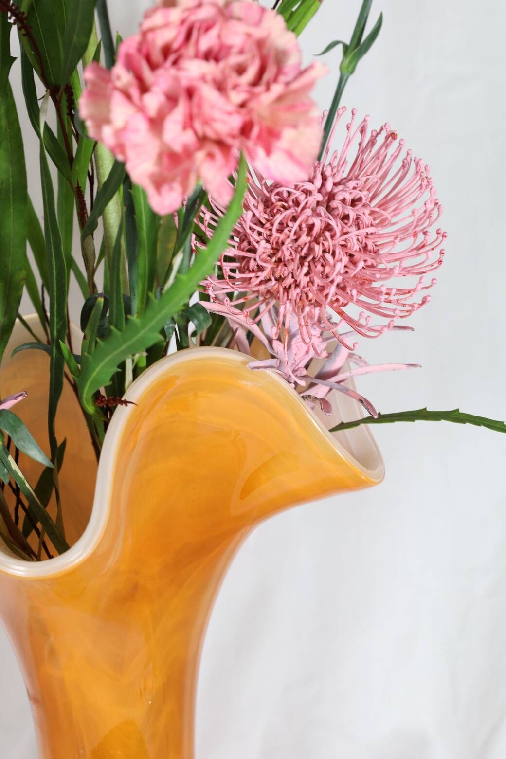 LARGE ARTISANAL ORANGE GLASS VASE