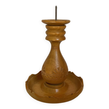 Carved wooden candlestick