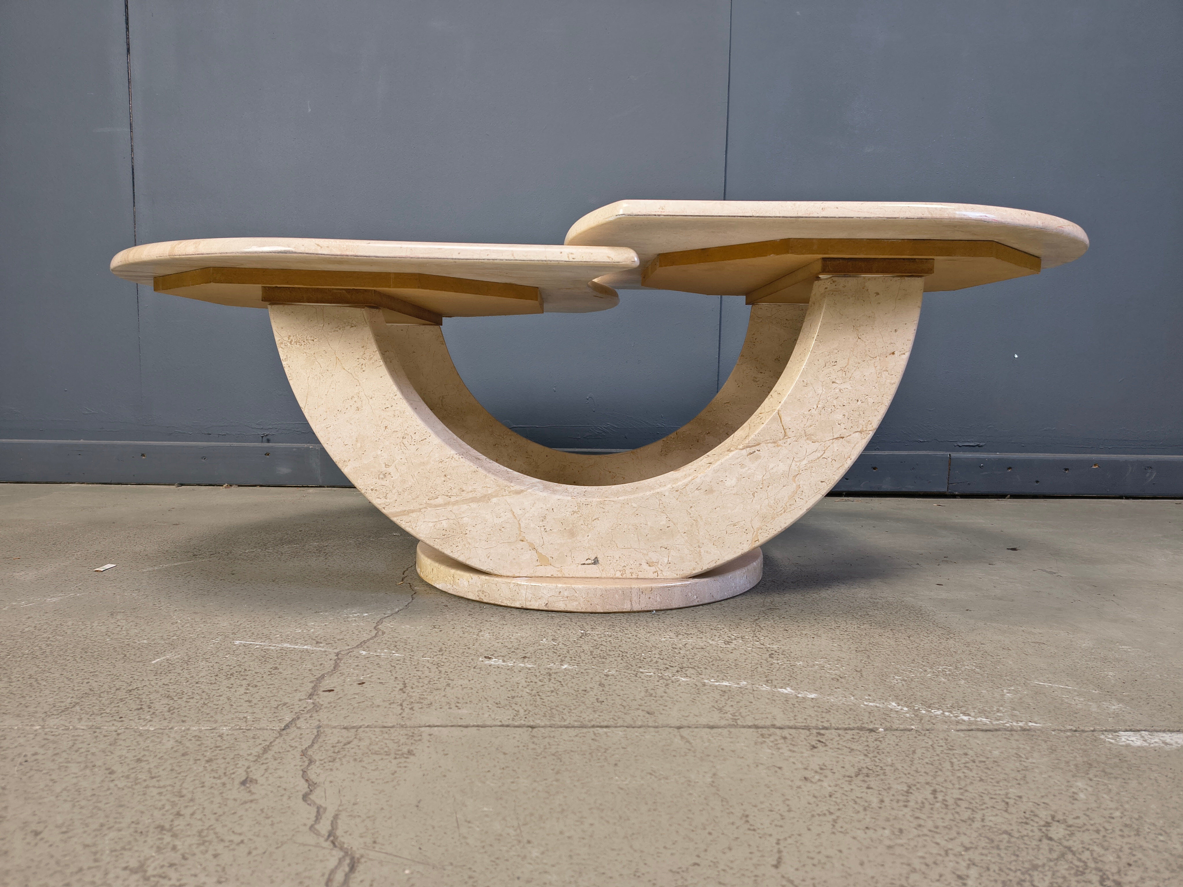 Vintage two tier travertine coffee table, 1970s