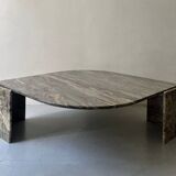 water green, beige and pink/burgundy marble drop coffee table, Roche Bobois 1970