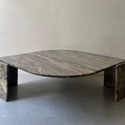 water green, beige and pink/burgundy marble drop coffee table, Roche Bobois 1970