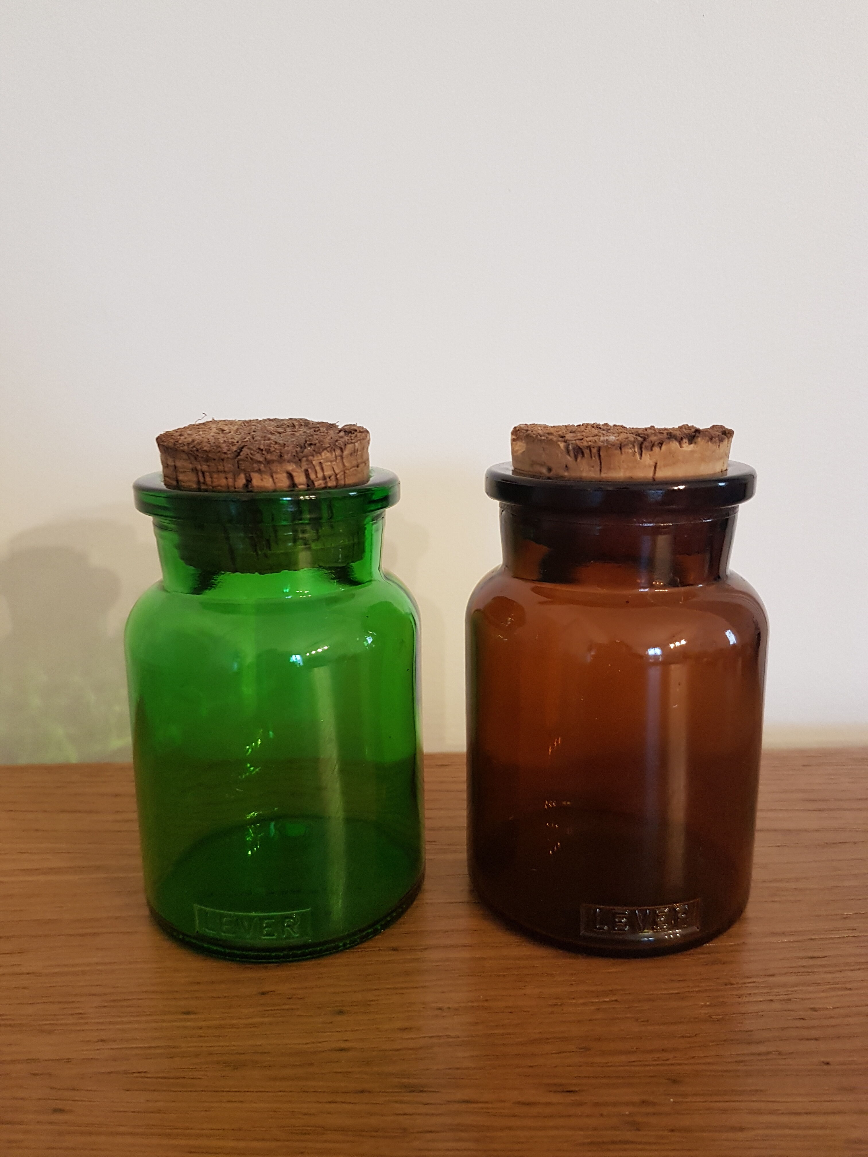 Set of two apothecary bottles