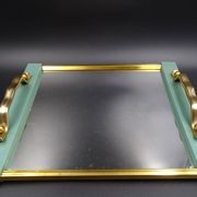 Plateau en bois métal et miroir vers 1950