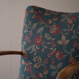 Danish mid-century modern, pair of beech armchairs with original fabric, 1960s.