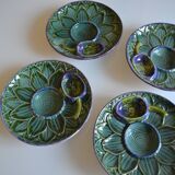 4 Vintage Barbotine Plates Artichoke Asparagus Table Decor Occasion