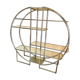 Chromed metal large riund room divider shelving show case etagere milo baughman style