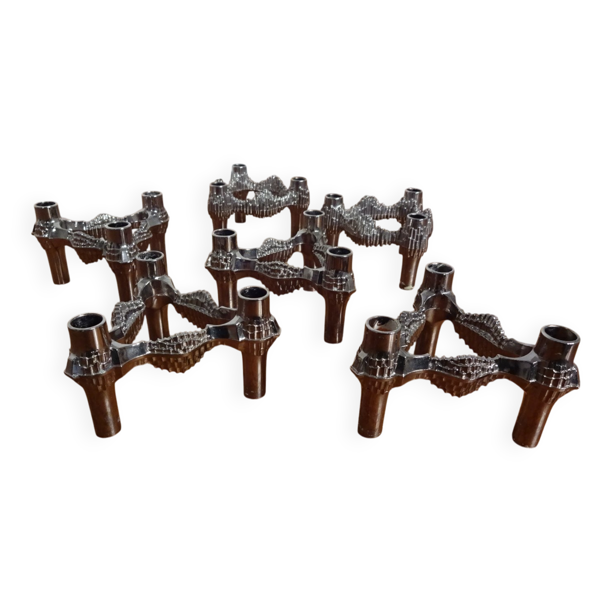 Candleholders by Ceasar Stoffi & Fritz Nagel for BMF, 1960s, Set of 6