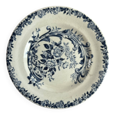 Assiette à dessert en terre de fer décor roses bleues