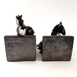 Black ceramic bookends horses