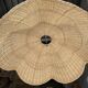 Large suspension or lampshade in flat woven tulip flower rattan H35 D
