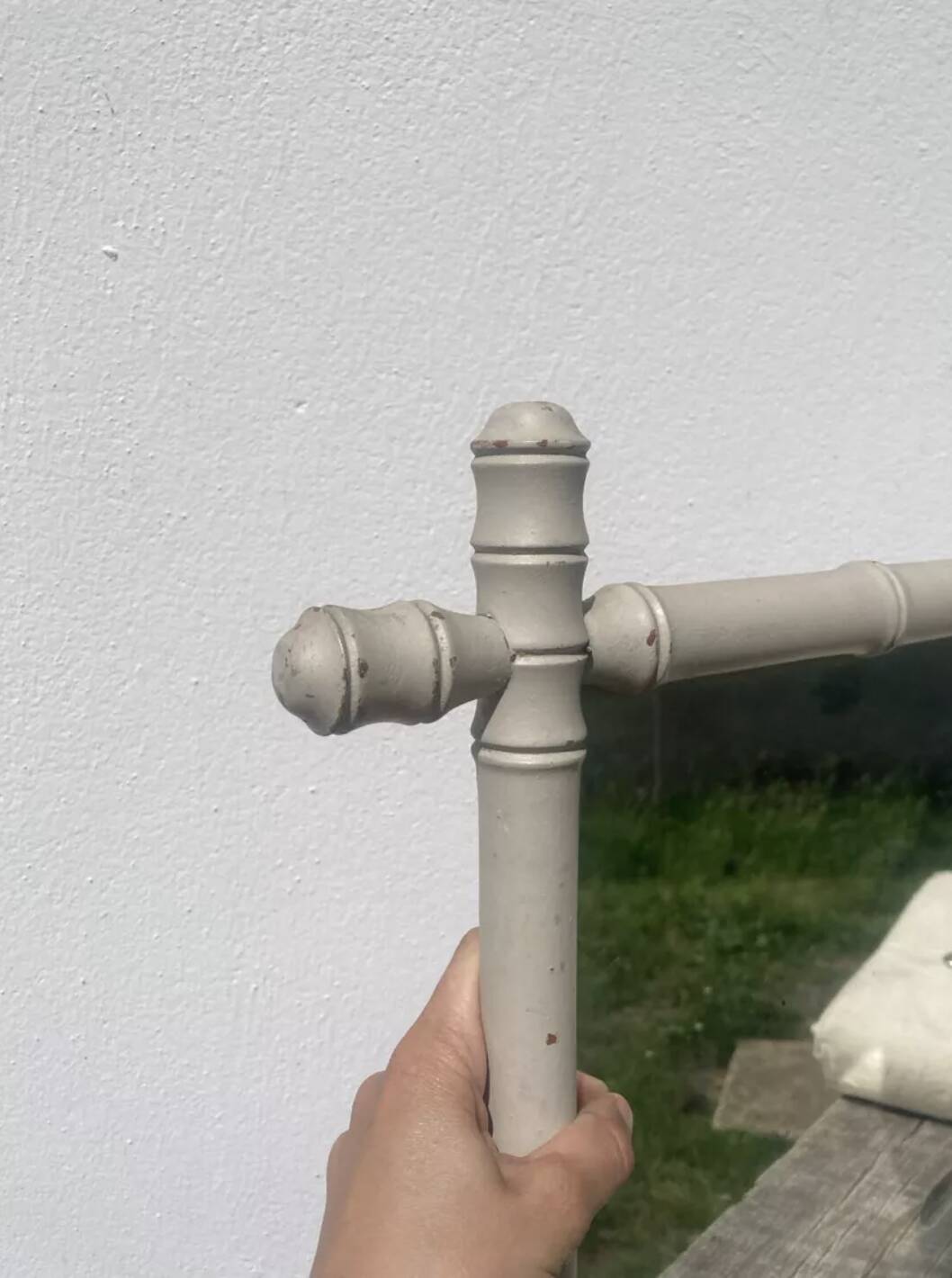 White bamboo wood mirror