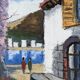 Modern swedish "the lake" tenerife landscape, framed oil painting