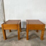 Pair of solid elm bedside tables