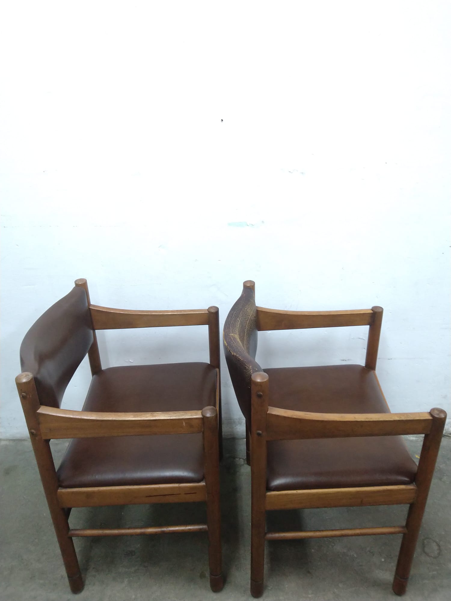 2 x Leather wood chairs
