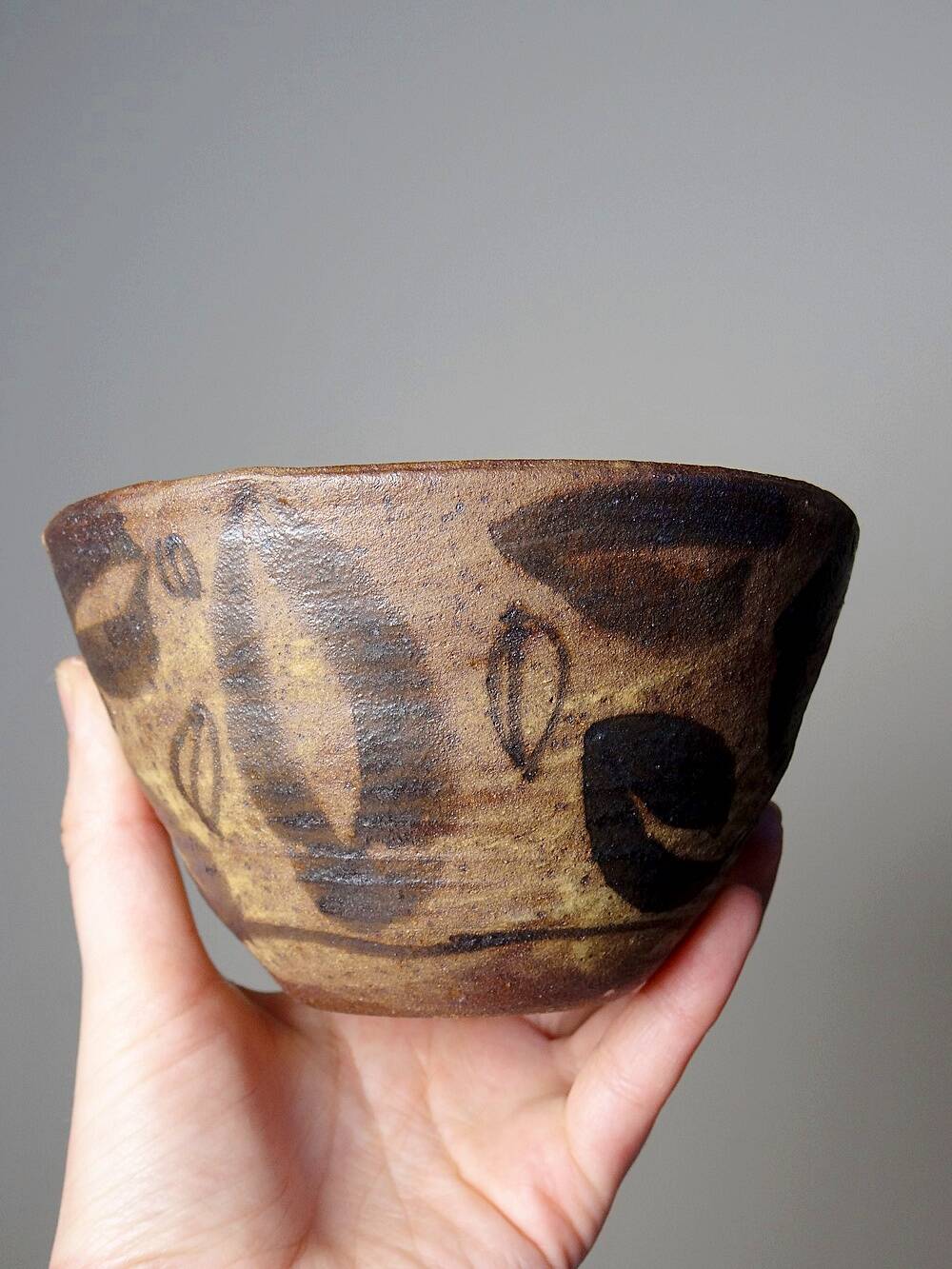 Pair of mismatched vintage "Wabi-Sabi" handcrafted ceramic/stoneware bowls