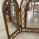 Large triptych rattan mirror 105x68cm