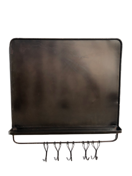 Wall shelf credenza, hooks and magnets