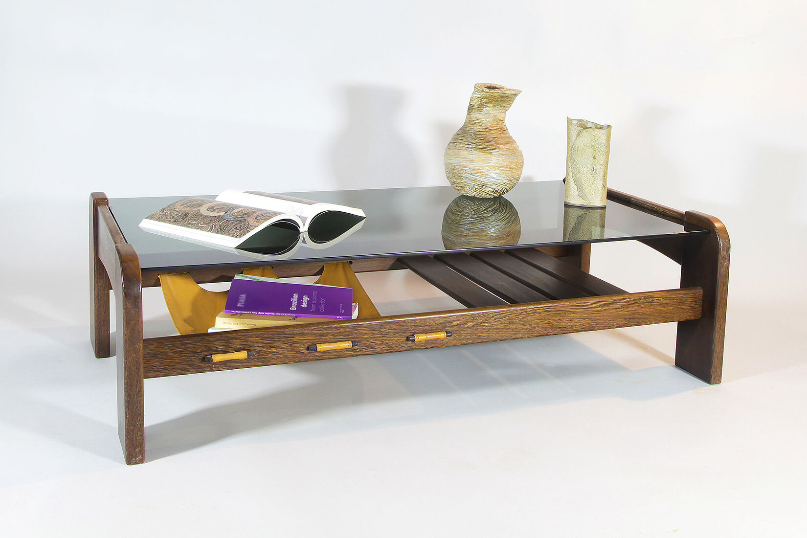 Percival Laver Vintage Wenge Glass Lectuur Holder Coffee Table, 70s