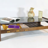 Percival Laver Vintage Wenge Glass Lectuur Holder Coffee Table, 70s