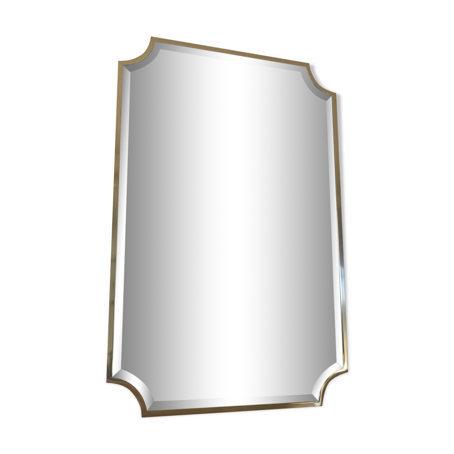 Brass bevelled mirror, Italy, 60s