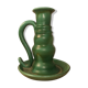 Green ceramic candle holder signed André Gallet, vintage