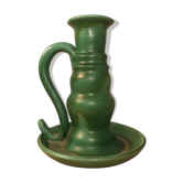 Green ceramic candle holder signed André Gallet, vintage