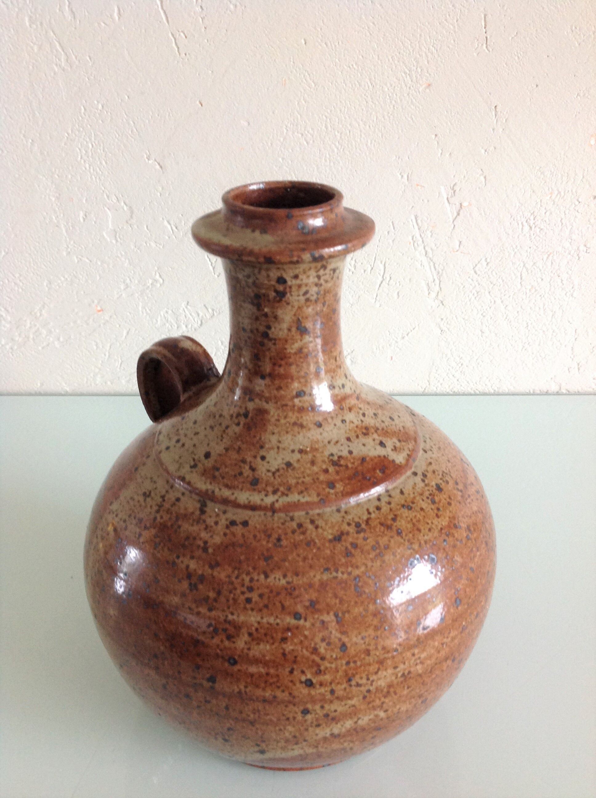 Vase ball soliflore in glazed sandstone / vintage years 60-70