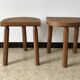 2 tripod oak stools 60s