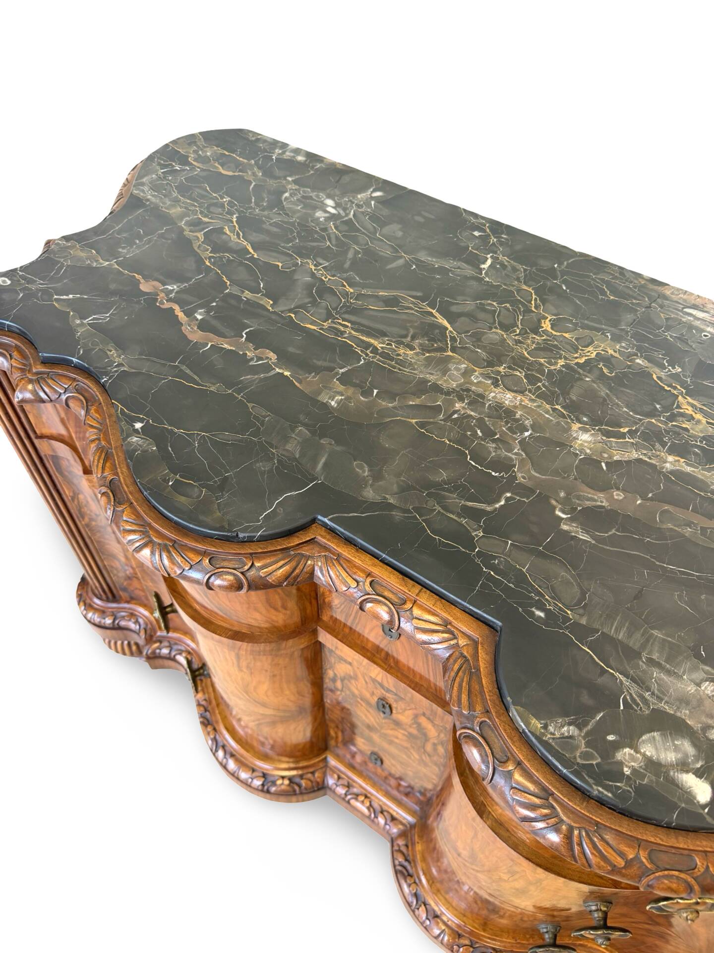 antique walnut serpentine commode
