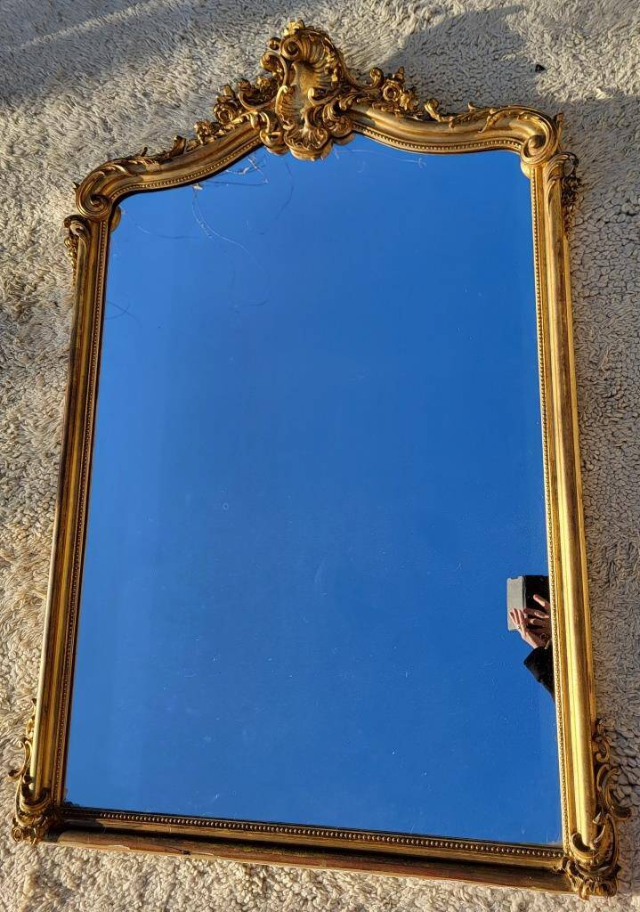 Miroir de cheminée doré XIXe style Louis XV