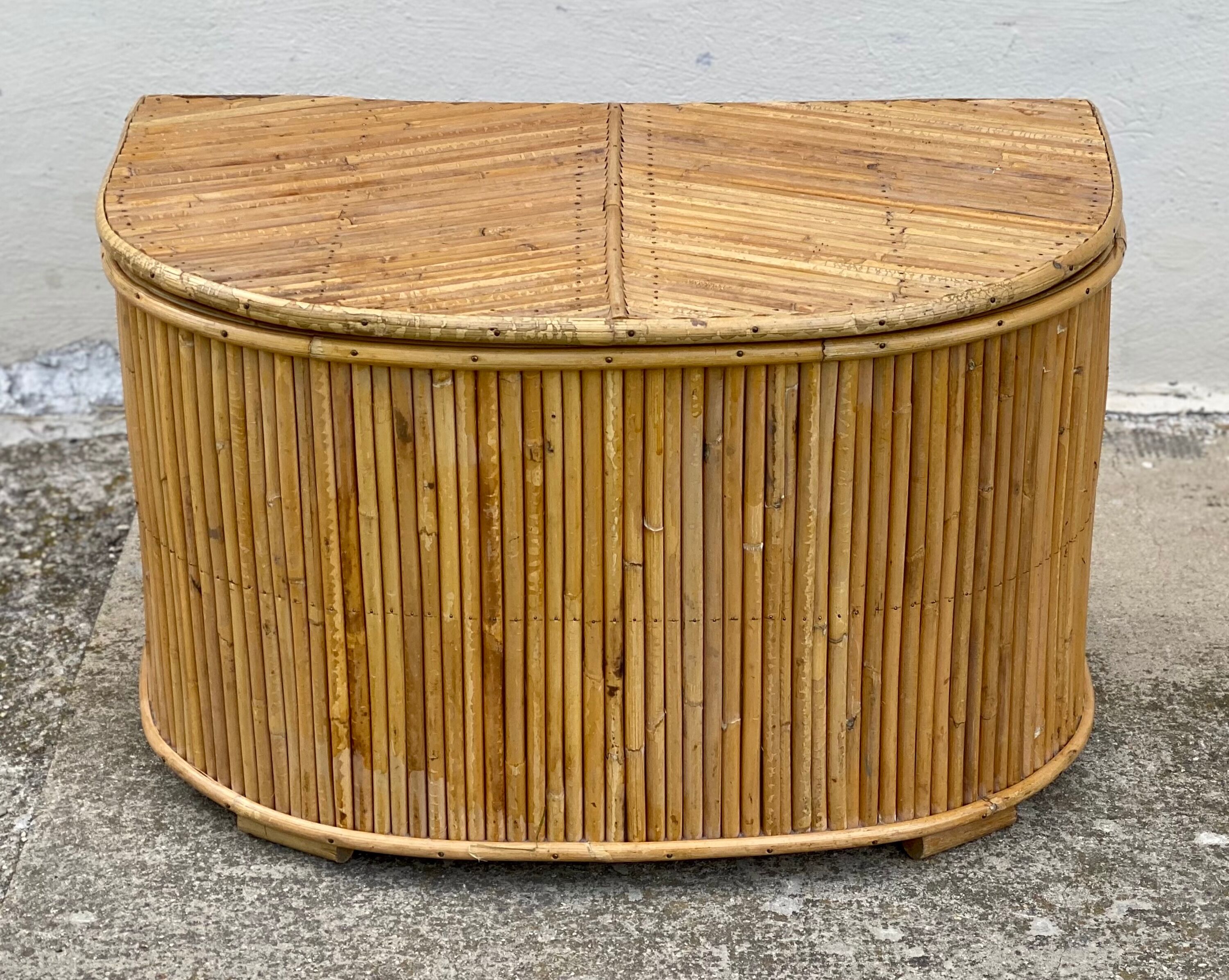 Petit coffre rotin vintage 1960