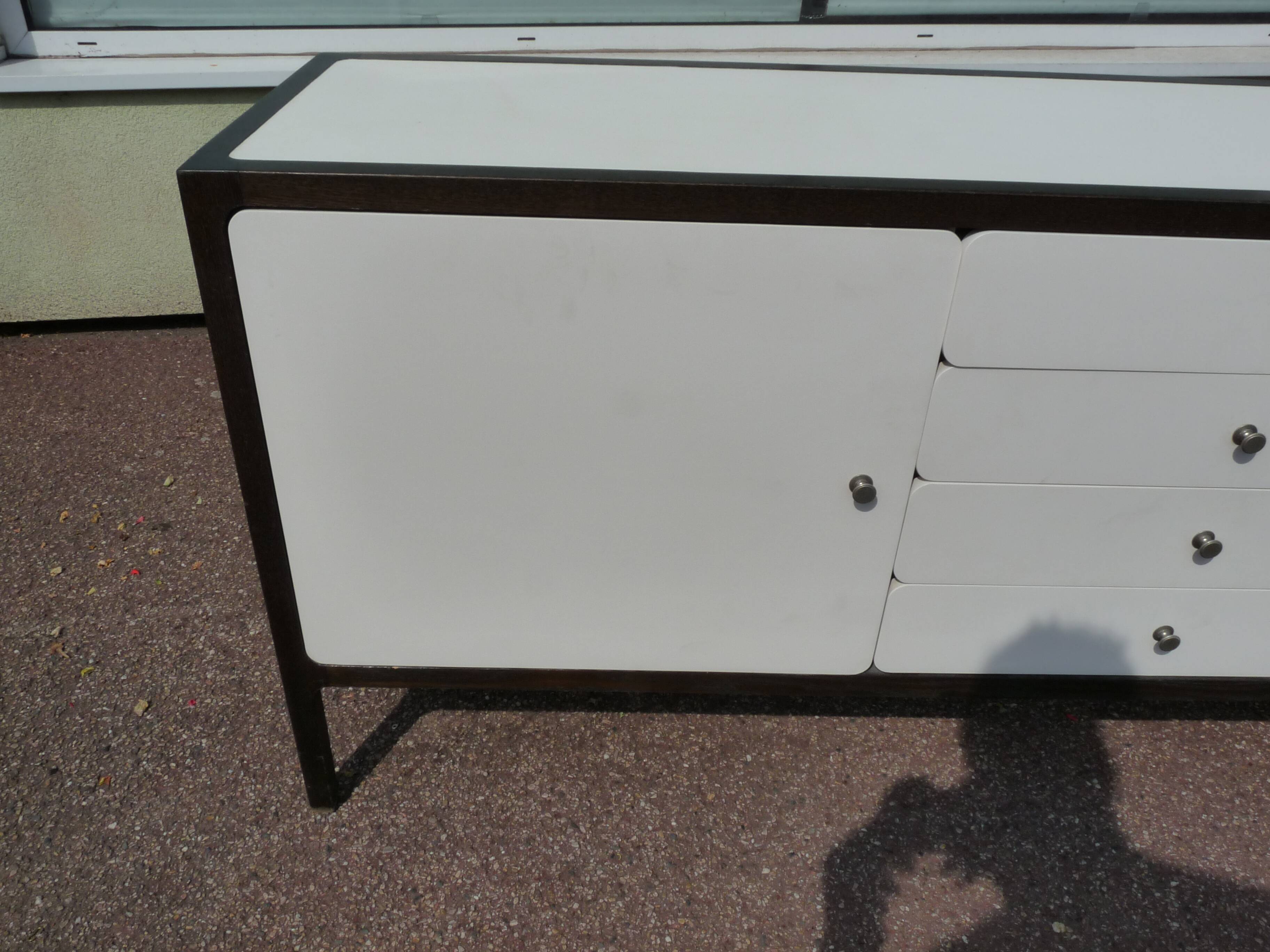 Wooden Sideboard - "Stollenlinie Brasilia" - German - 1960 - White - Black