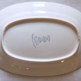 Flat faience of Lunéville China Keller & Guerin 1889 "Chaillot of Vercor" decoration in engraving enhanced drawing flowers