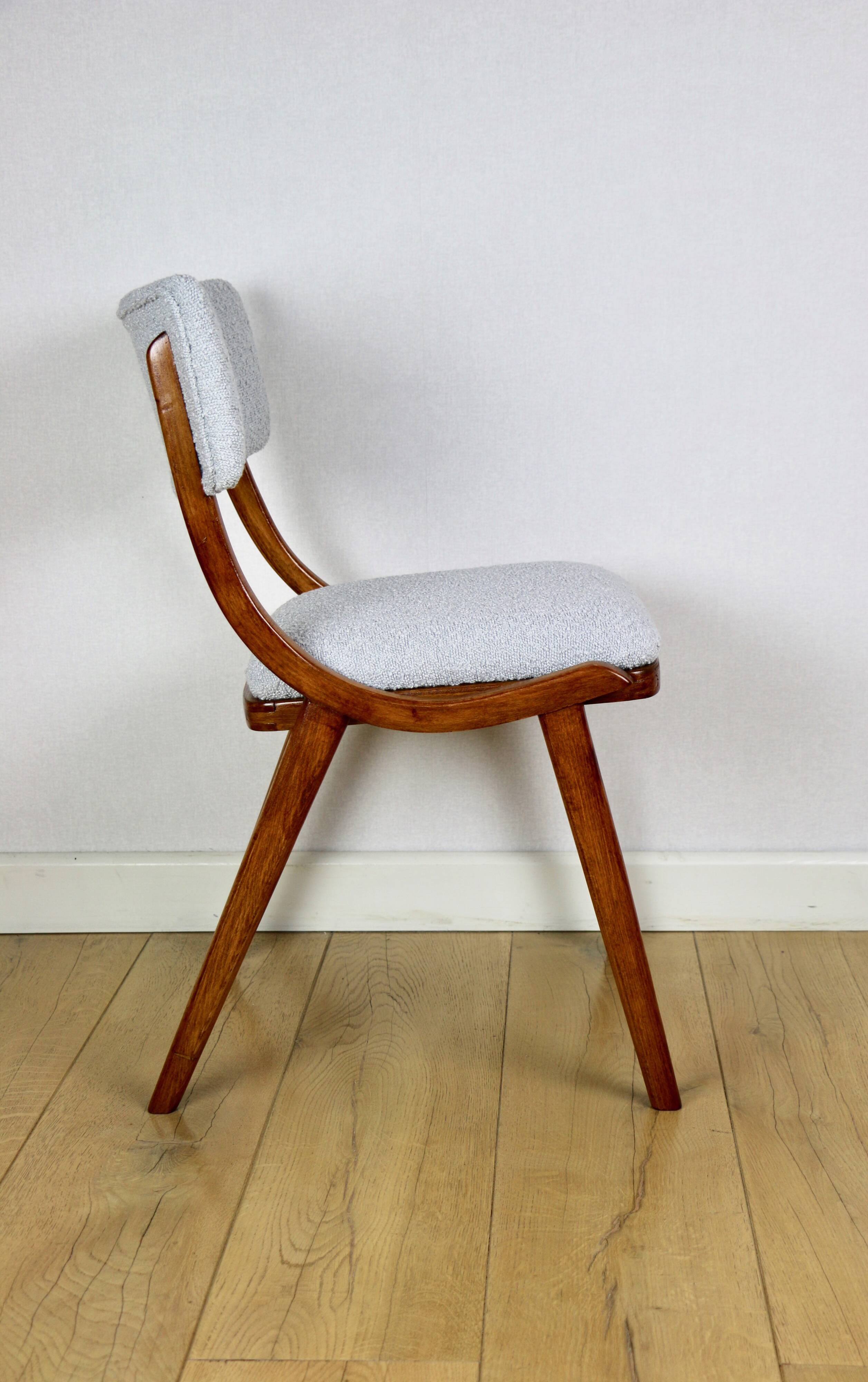 Skoczek chair light blue light grey boucle from the 70s