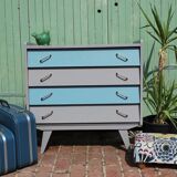 Renovated blue vintage chest of drawers